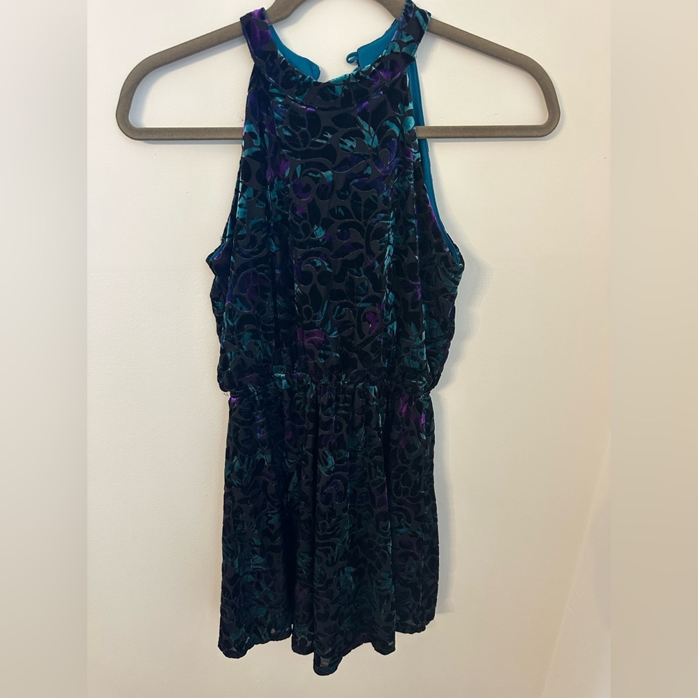 Floral Velvet Halter Dress